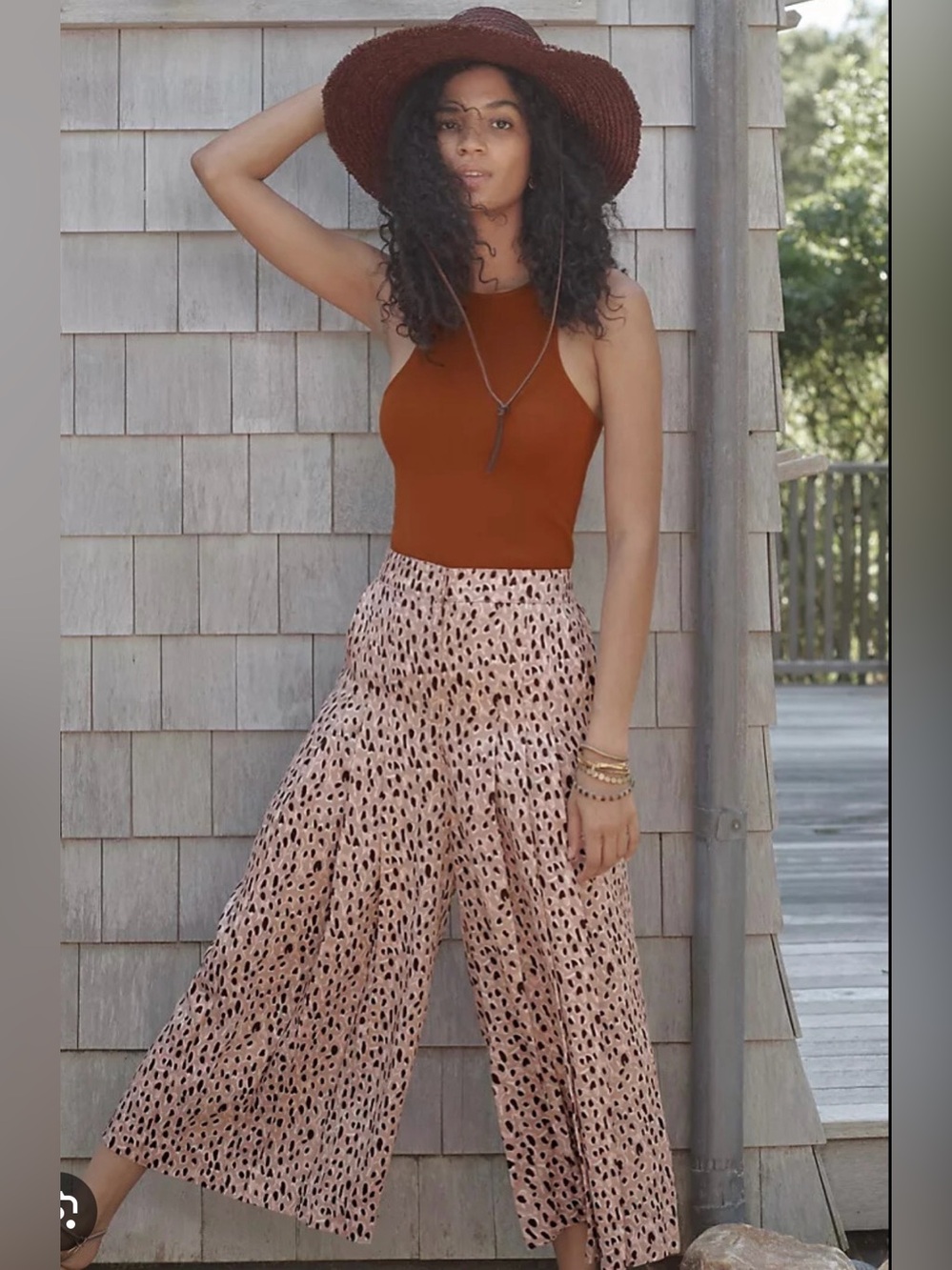 Anthropologie Isobel Pleated Wide Leg Pants - Leopard, Size S